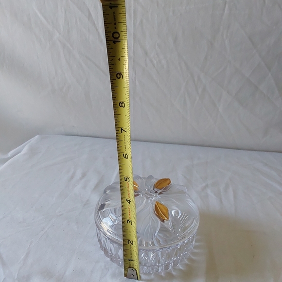 Gilded Poinsettia Crystal Candy Dish/Powder Box - Picture 13 of 16